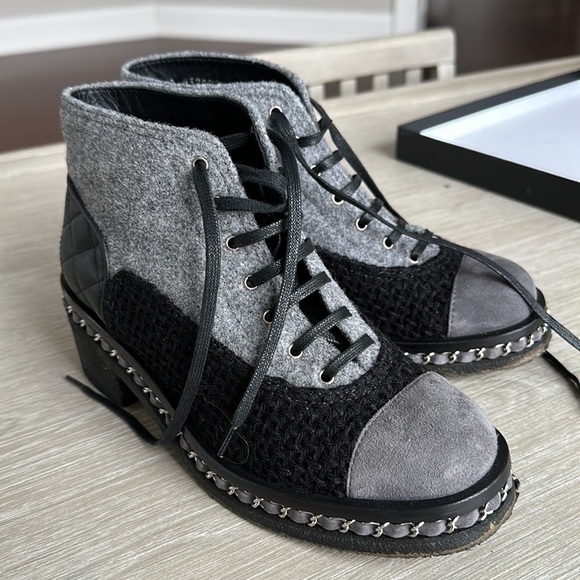 Chanel Gray Tweed Booties - Picture 8 of 8